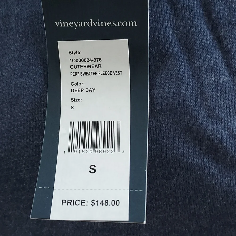 NWT Vineyard Vines Mens Perfect Sweater‎ Fleece Vest Deep Blue Size SM
